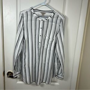 Lucky Brand Womens Size 1X Striped Long Sleeve Button Up Shirt